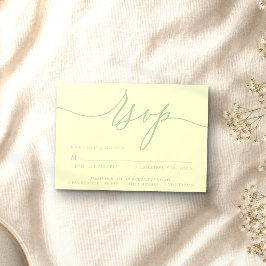 Pistache & Crème Minimal Modern RSVP Kaartje