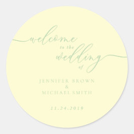 Pistache & Crème Signature Welkom op het Huwelijk Ronde Sticker