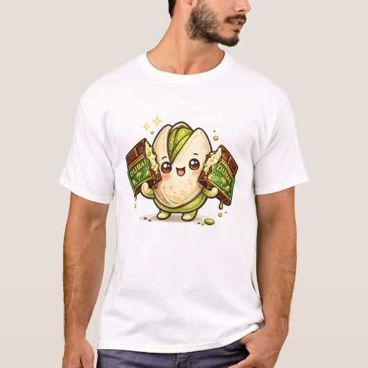 Pistache Dubai Chocolade Kawaii T-Shirt (Voorkant)