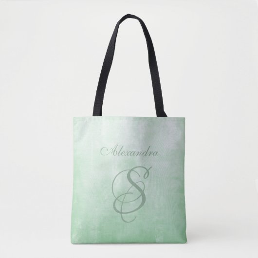 Pistache Grijs stijlvol rustisch monogram Tote Bag (Voorkant)