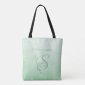 Pistache Grijs stijlvol rustisch monogram Tote Bag (Achterkant)