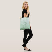 Pistache Grijs stijlvol rustisch monogram Tote Bag (Op model)