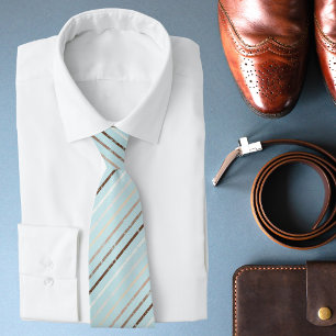 Pistache Groen Bruine Strepen Patroon Modern Chic Stropdas