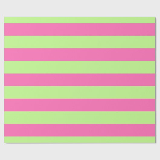 Pistache Groen, Heet Roze #2 XL Preppy Stripe 1X Cadeaupapier (Vlak)