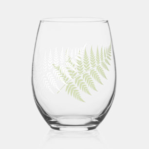 Pistache Groen Witte Varens Elegante Botanische Wijnglas Zonder Voet