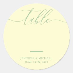 Pistache Huwelijksstoel Script Tafel Nummers Ronde Sticker