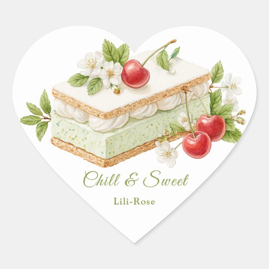 Pistache Ice Cream Sandwich Day Waterverf Hart Sticker (Voorkant)