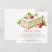 Pistache Ice Cream Sandwich Day Waterverf Kaart (Voorkant / Achterkant)