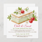 Pistache Ice Cream Sandwich Day Waterverf Save The Date (Voorkant / Achterkant)