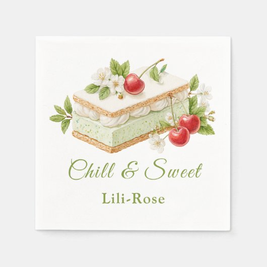 Pistache Ice Cream Sandwich Day Waterverf Servet (Voorkant)