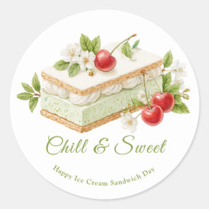 Pistache Ijs Sandwich Dag Ronde Sticker