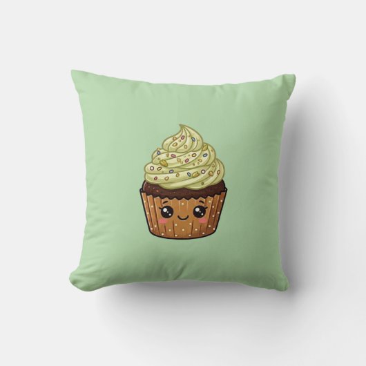 Pistache Ijsglazuur Cupcake Kawaii Kussen Kussenho (Voorkant)