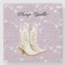 Pistache Lavendel Cowgirl Laarzen Glitter Schitter Stenen Onderzetter