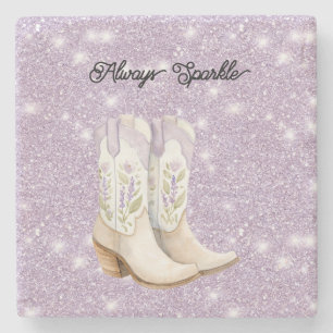 Pistache Lavendel Cowgirl Laarzen Glitter Schitter Stenen Onderzetter