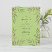Pistache Loof Eucalyptus Bruiloft Kaart (Staand voorkant)