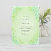 Pistache Loofwerk Gedempte Eucalyptus Bruiloft Kaart (Staand voorkant)