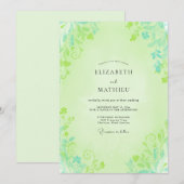 Pistache Loofwerk Gedempte Eucalyptus Bruiloft Kaart (Voorkant / Achterkant)
