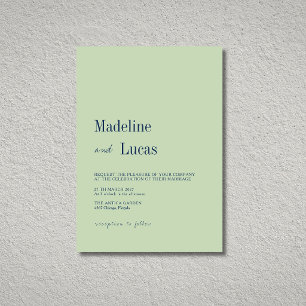 Pistache & Marine Minimalistische Moderne Trouwdag Kaart