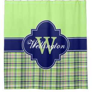 Pistache Navy Roze Madras Schotse Ruit 1ICB Lint N Douchegordijn