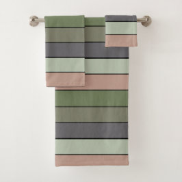 Pistache Nootdop Groen Perzik Paarse Strepen  Bad Handdoek