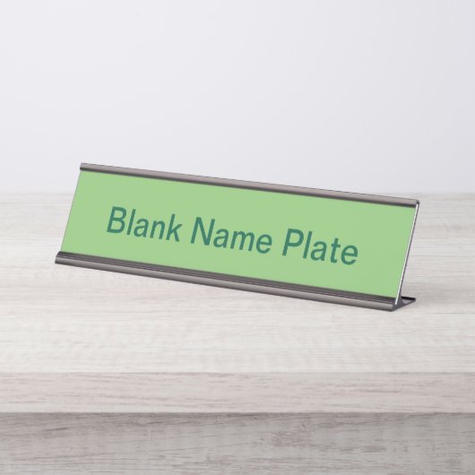 Pistache Nut Groen Effen Kleur Bureau Naambordje (Voorkant)