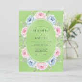 Pistache Pastel Ranunculus Eucalyptus Bruiloft Kaart (Staand voorkant)