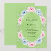 Pistache Pastel Ranunculus Eucalyptus Bruiloft Kaart (Voorkant / Achterkant)