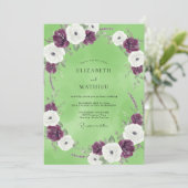 Pistache Pruim Ranunculus Eucalyptus Bruiloft Kaart (Staand voorkant)