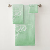 Pistache rustiek Abstract monogram Bad Handdoek (Insitu)