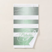 Pistache rustiek gestreept monogram bad handdoek (Handdoek)