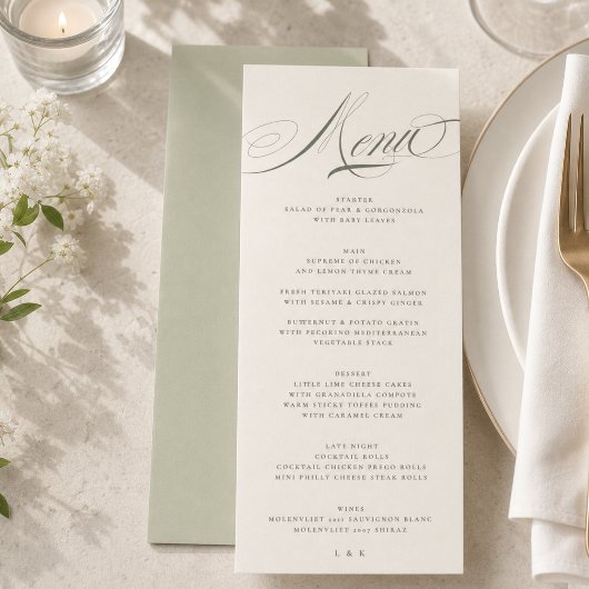 Pistachegroen Schrift Huwelijk Menu