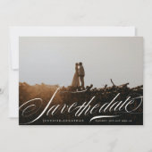 Pistachegroene fotohuwelijk save the date (Voorkant)