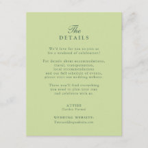 Pistachegroene Lelie Huwelijksdetails Kaart