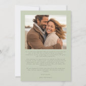 Pistachegroene script huwelijksfoto save the date (Achterkant)