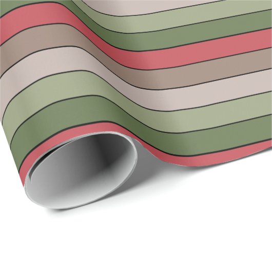 Pistachenoot Shell Groen Rood Bruin Strepen Cadeaupapier (Rol Hoek)