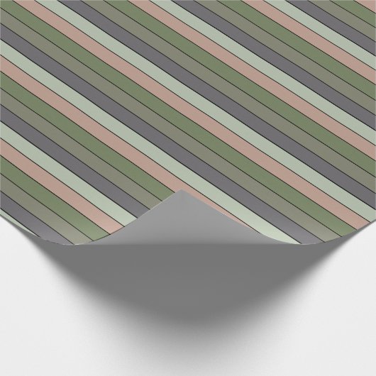 Pistachenoot Shell Groene Perzik Paarse Strepen Cadeaupapier (Hoek)