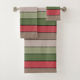 Pistachenootdop Groen Rood Bruin Strepen  Bad Handdoek
