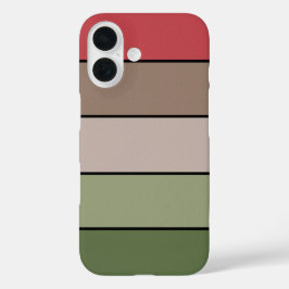Pistachenootdop Groen Rood Bruin Strepen  iPhone 16 Hoesje