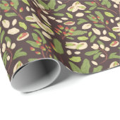 Pistachenoten: Zwart handgetekend naadloos. Cadeaupapier (Rol Hoek)