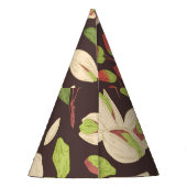 Pistachenoten: Zwart handgetekend naadloos. Feesthoedjes (Achterkant)