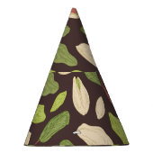 Pistachenoten: Zwart handgetekend naadloos. Feesthoedjes (Rechts)