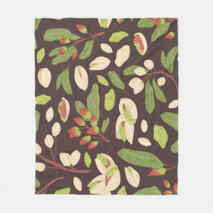 Pistachenoten: Zwart handgetekend naadloos. Fleece Deken