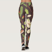 Pistachenoten: Zwart handgetekend naadloos. Leggings (Achterkant)