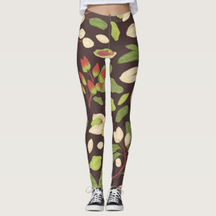 Pistachenoten: Zwart handgetekend naadloos. Leggings