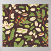 Pistachenoten: Zwart handgetekend naadloos. Poster (Voorkant)