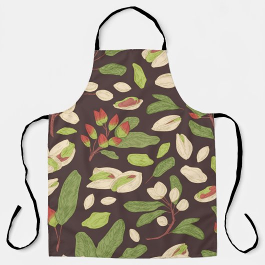 Pistachenoten: Zwart handgetekend naadloos. Schort (Voorkant)