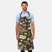 Pistachenoten: Zwart handgetekend naadloos. Schort (Gedragen)