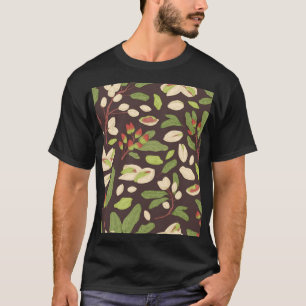Pistachenoten: Zwart handgetekend naadloos. T-shirt