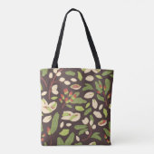 Pistachenoten: Zwart handgetekend naadloos. Tote Bag (Achterkant)