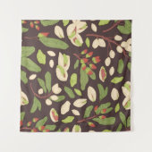 Pistachenoten: Zwart handgetekend naadloos. Wandkleed (Voorkant (horizontaal))